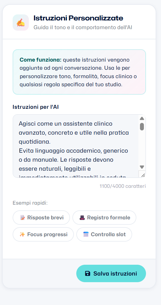 Istruzioni personalizzate